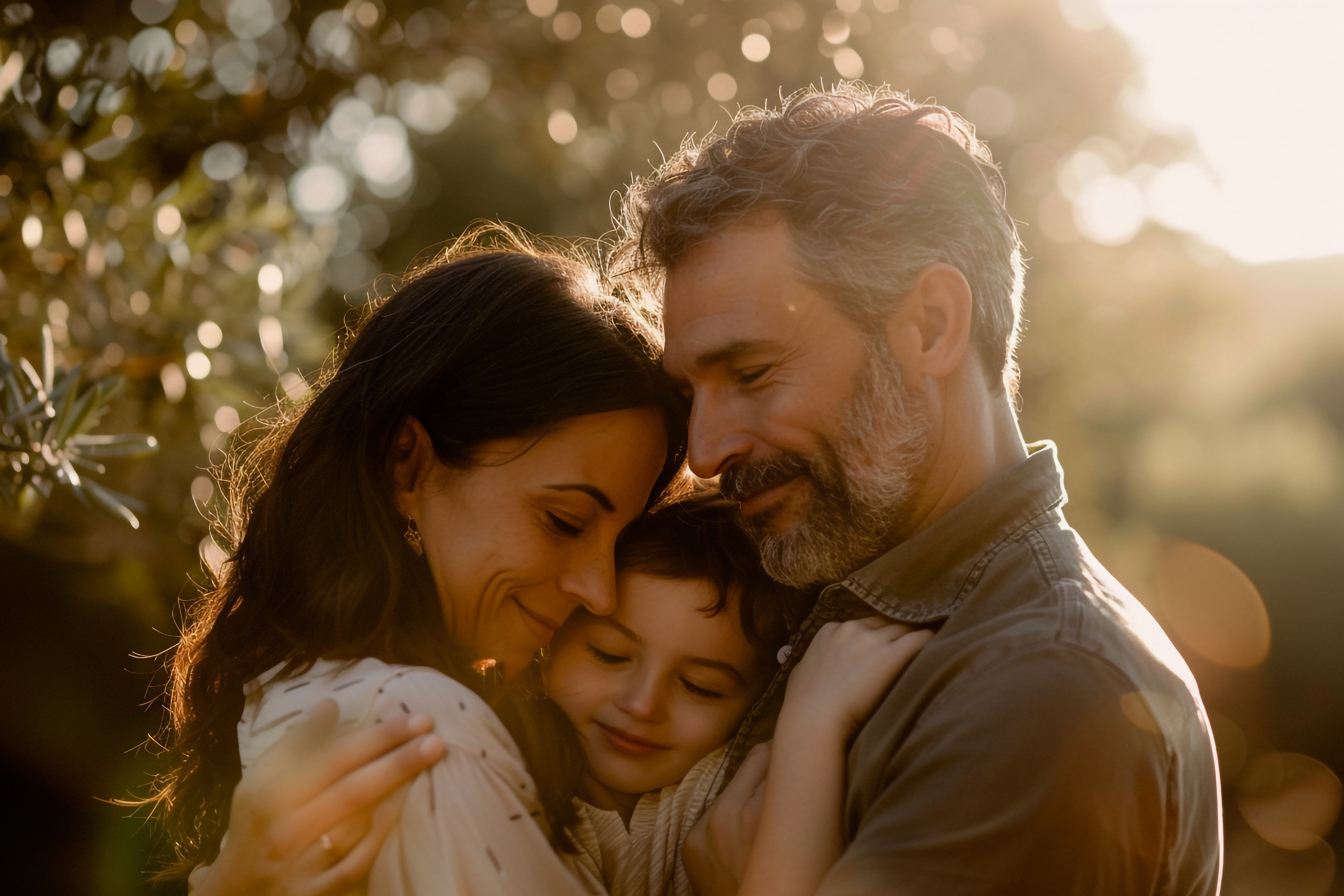 Família feliz e protegida